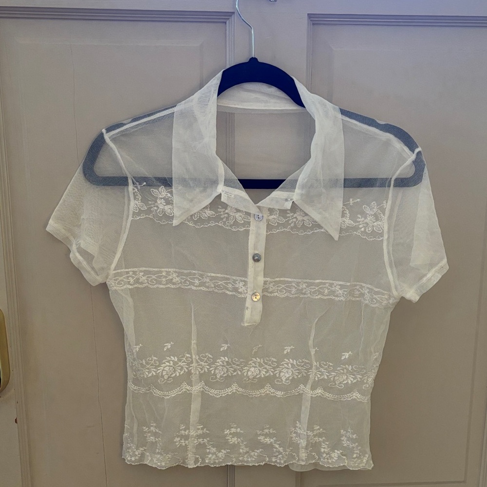 Elegant Sheer White Lace Top